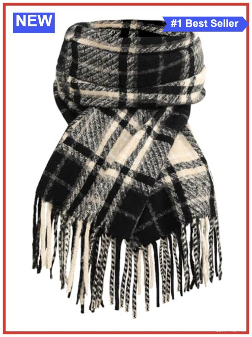 Women Long Plaid Winter Scarf Shawl Wrap with Tassels Oversized